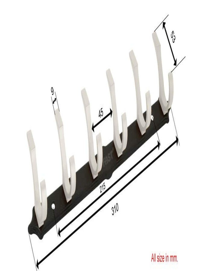 فاست خطافات المناشف والأقمشة الفضية والسوداء من فاست CH15 للأبواب والجدران (رف بستة خطافات) - Image 2